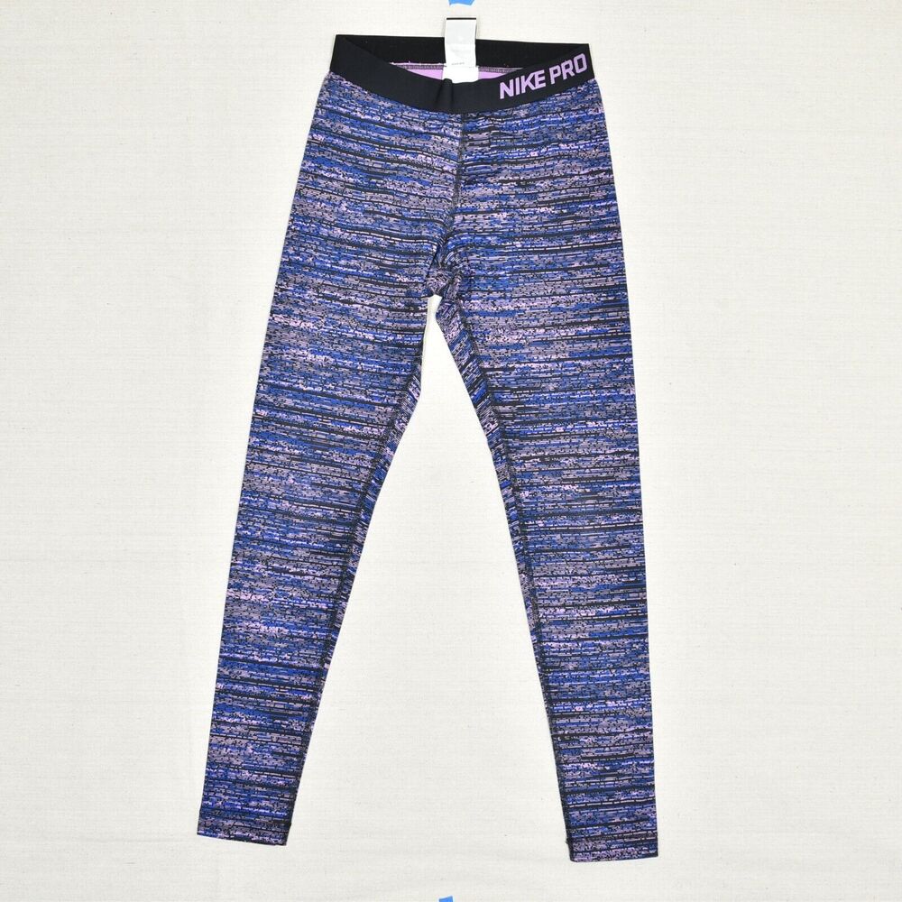 Nike Polyester Multicolor Size S Dri Fit Pro Skinny Legging Geometric Pull On